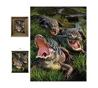 3D LiveLife Lenticular Pictures - Gator Bog from Deluxebase. A3 Unframed Deep 3D Effect Animal Wall Art for Living Room, Bedroom or Kitchen. Unique Alligator Print Poster for Home Decor.