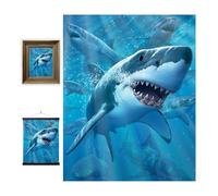 3D LiveLife Lenticular Pictures - Great White Delight from Deluxebase. A3 Unframed Deep 3D Effect Animal Wall Art for Living Room, Bedroom or Kitchen. Unique Shark Print Poster for Home Decor.