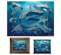 3D LiveLife Lenticular Pictures - Great White Shark from Deluxebase. A3 Unframed Deep 3D Effect Animal Wall Art for Living Room, Bedroom or Kitchen. Unique Shark Print Poster for Home Decor.