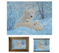 3D LiveLife Lenticular Pictures - Northern Family from Deluxebase. A3 Unframed Deep 3D Effect Animal Wall Art for Living Room, Bedroom or Kitchen. Unique Polar Bear Print Poster for Home Decor.