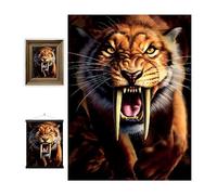 3D LiveLife Lenticular Pictures - Sabertooth from Deluxebase. A3 Unframed Deep 3D Effect Dinosaur Wall Art for Living Room, Bedroom or Kitchen. Unique Sabertooth Tiger Print Poster for Home Decor.