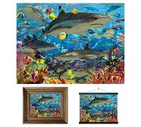 3D LiveLife Lenticular Pictures - Shark Reef from Deluxebase. A3 Unframed Deep 3D Effect Animal Wall Art for Living Room, Bedroom or Kitchen. Unique Shark Print Poster for Home Decor.