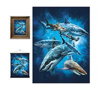 3D LiveLife Lenticular Pictures - Shark Swim from Deluxebase. A3 Unframed Deep 3D Effect Animal Wall Art for Living Room, Bedroom or Kitchen. Unique Shark Print Poster for Home Decor.