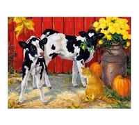 3D LiveLife Lenticular Pictures - Spilt Milk from Deluxebase. A3 Unframed Deep 3D Effect Animal Wall Art for Living Room, Bedroom or Kitchen. Unique Cow Print Poster for Home Decor.