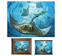 3D LiveLife Lenticular Pictures - Sting Rays from Deluxebase. A3 Unframed Deep 3D Effect Animal Wall Art for Living Room, Bedroom or Kitchen. Unique Sting Ray Print Poster for Home Decor.