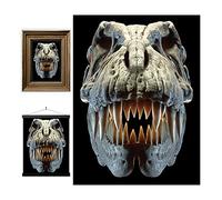 3D LiveLife Lenticular Pictures - T-Rex Skull from Deluxebase. A3 Unframed Deep 3D Effect Dinosaur Wall Art for Living Room, Bedroom or Kitchen. Unique T-Rex Print Poster for Home Decor.