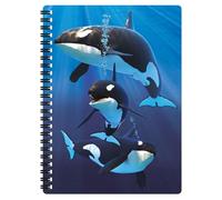 3D LiveLife Notebook - Orcas from Deluxebase. Spiral Bound Lined Notebook with 80 Recycled Pages, 3D Animal Art Notebooks for Work, Gifts and School Supplies, (21 x 14.5 cm)