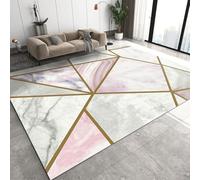 3D Living Room Carpet, Abstract Marble Geometric Lattice Washable Printed Rug, Soft Comfortable Non-Slip Rectangle Floor Mat For Dining Bedroom Home Decor, 100 X 200 Cm Easy Clean -819677369713