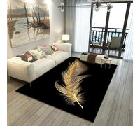 3D Living Room Carpet, Animal Feathers On Black Background Printed Rug, Soft Comfortable Non-Slip Rectangle Floor Mat For Dining Bedroom Home Decor, 80 X 120 Cm / 31.5" X 47.2" -6C5Q0P4S7U3X2Q9K2I3U