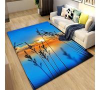 3D Living Room Carpet, Beach Coconut Trees Sunset Scenery Printed Rug, Soft Comfortable Non-Slip Rectangle Floor Mat For Dining Bedroom Home Decor, 80 X 160 Cm -877232721444