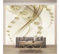 3D Living Room Mural Home Decoration White Line Floral Landscape Office Study Living Room Background Wallpaper-250cm×170cm