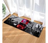 3D London City Tower Bus Bathroom Rugs, Non-slip Flannel Bath Mat Bathroom Carpet Water Absorbent Soft Shower Rug Suitable for Kitchen/ Bedroom Rugs Mats Machine Washable (Multi 2, 50 x 80cm)