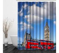 3D London Shower Curtain London Shower Curtains Mould Proof Resistant Waterproof Polyester Fabric Bathroom Curtains 120 x 200 cm Bath Curtain for Wet Rooms C-2276
