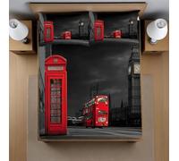 3D London Single Fitted Sheet London Street Printed Bed Sheets 30 cm Deep Fitted Sheets Soft Microfiber Bedding 80x200 cm with 2 Pillowcases for kids and aldults XCW1094