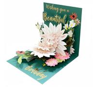 3D Lotus Pop Up Happy Birthday Card for Women Flower Greeting Card with Envelope, Thoughtful Gift for Female Friend, Daughter, Mum, Wife, Sister, Granddaughter, Teacher