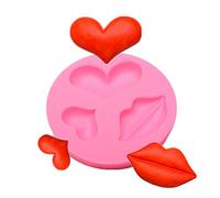 3D Love Heart Shape Chocolate Silicone Mould Kiss Lips Shape Baking Mold DIY Valentine's Day Fondant Molds for DIY Wax Melt Moulds Party Wedding Cake Decoration