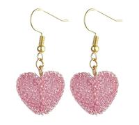 3D Love Heart Shape Dangle Earrings Colorful Resin Shimmer Heart Drop Earrings for Women Valentine's Day Party, Resin, No Gemstone