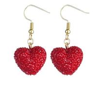 3D Love Heart Shape Dangle Earrings Colorful Resin Shimmer Heart Drop Earrings for Women Valentine's Day Party, Resin, No Gemstone