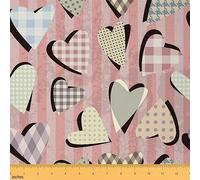 3D Love Hearts Fabric by The Yard, Stripes Checkers DIY Art Waterproof,Colorful Polka Dots Decorative Waterproof Outdoor Fabric,Women Girls Valentine's Day Upholstery Fabric,1 Yard