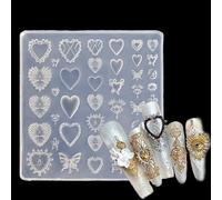 3D Love Pattern Silicone Nail Molds Butterfly Charms Clear Modeling Templates Mold for Resin Epoxy Professional Supplies Nail Design