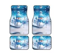 3D Lovely Christmas Cartoon Skiing Snowman Snowflake-2 Car Foot Mat Set of 4 Pieces for Most Cars, Trucks, Vans, sedans, Crossover Vehicles, and SUVs