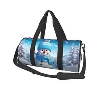 3d Lovely Christmas Cartoon Skiing Snowman Snowflake-2 Duffle Bag With Shoes Compartment And Adjustable Strap,Foldable Travel Duffel Bags For Men Women,Waterproof Duffel Bags, Black, One Size