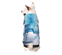 3D Lovely Christmas Cartoon Skiing Snowman Snowflake-2 Small Dog Hoodie Cute Printed Pet Sweater with Hood for Small Breed Dogs, Lightweight Comfortable