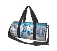 3d Lovely Christmas Cartoon Skiing Snowman Snowflake Duffle Bag With Shoes Compartment And Adjustable Strap,Foldable Travel Duffel Bags For Men Women,Waterproof Duffel Bags, Black, One Size