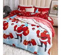 3D LUXURY FATHER Christmas Xmas Duvet Cover Set 100% Microfiber Soft, Stretchy, Comfortable, Santa MERRY Bedding Set Pillow Cases (Super King, Father Christmas)