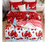 3D LUXURY FATHER Christmas Xmas Duvet Cover Set 100% Microfiber Soft, Stretchy, Comfortable, Santa MERRY Bedding Set Pillow Cases (Double, Father Christmas)