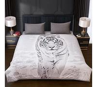 3D Luxury Super Soft Warm Mink Faux Fur Throw Blanket Bed Sofa Double King (White Tiger, King 200CM X 240CM)