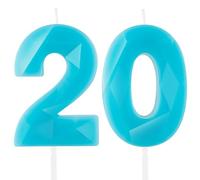 3D Macaron Blue 20 Birthday Candles for Cake, Number 20 Candle for 20th Birthday, Blue Cake Decorations for Girls Boys Women Men Pastel Sweet 20 Birthday Party Decorations Supplies