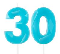 3D Macaron Blue 30 Birthday Candles for Cake, Number 30 Candle for 30th Birthday, Blue Cake Decorations for Girls Boys Women Men Pastel 30 & Fabulous Birthday Party Decorations Supplies