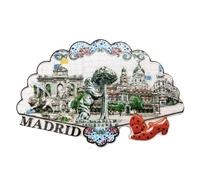 3D Madrid Spain Fan-shaped Refrigerator Magnet Souvenirs Handmade Resin Magnetic Stickers Home Kitchen Decoration,Madrid Fridge Magnet Collection Gift