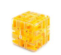 3D Magic Cube Maze Ball Puzzle - Ultimate Brain Teaser for Adults & Teens, Spatial Logic Training, Stress Relief Fidget Toy, Educational STEM Gift for Family Game Night, Travel & Party Fun (yellow)