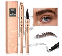 3D Magic Microblading Eyebrow Pencil - Natural Makeup Fine Stroke 4-Fork-Tip Brow Pencils, All-Day, Waterproof (Dark Brown)