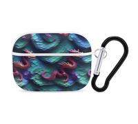 3D Magical Dragon Scales AirPods Pro 2 Case Cover, Shockproof Hard Shell Protective Case for Women Men, Compatible with Airpod Pro Case 2nd/1st Generation with Keychain-White