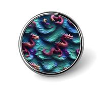 3D Magical Dragon Scales Badges Circle with Button Design, Personalized Picture Pin Brooches, Round Badge Holders for Decorate Hat Shirt Clothing Bag Accessories