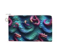 3D Magical Dragon Scales Coin Purses with Zipper, Personalized Zero Wallet for Shopping, Small Makeup Pouches Bag for Travel, Card Organizer Case, Portable Canvas Change Purses