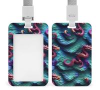 3D Magical Dragon Scales Id Badge Holder,Name Tag Holder with Detachable Lanyard,Waterproof Design Id Card Holder for Office, Workplace