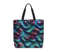 3d Magical Dragon Scales Pattern Basic Models Tote Bag With Zipper With Inner Pockets,Laptop Work Tote Bag For Sport,Travel