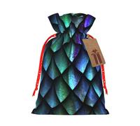 (3d Magical Dragon Scales Pattern) Burlap Gift Bags With Drawstring, S Size Holiday Present Goody Bags For Xmas Party