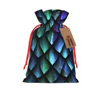 (3d Magical Dragon Scales Pattern) Christmas Burlap Gift Bags, Eco-Friendly Polyester Drawstring Pouches For Holiday, Birthday & Party Gift Packaging S