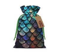 3d Magical Dragon Scales Pattern Christmas Drawstring Gift Bags Reusable Christmas Wrapping Bag W/Tags 8.3x11.8 Inch Xmas Treat Pouch Goody Bags Candy Treat Bag For Xmas Holiday Presents Party Favor