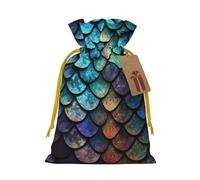 3d Magical Dragon Scales Pattern Christmas Drawstring Gift Bags Reusable Christmas Wrapping Bag W/Tags 4.7x6.9 Inch Xmas Treat Pouch Goody Bags Candy Treat Bag For Xmas Holiday Presents Party Favor