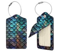 3D Magical Dragon Scales Pattern Luggage Tag for Suitcase PU Leather Suitcase Tag with Stainless Steel Loop and Address Card Baggage Tags Cute Bag Name Travel Tags ID Labels for Women Men, Black, 1