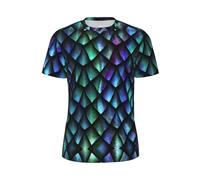 3D Magical Dragon Scales Pattern Men' S Sport T-Shirt, Breathable Mesh T-Shirts Running Tops Short Sleeve Gym Tops Workout Shirts for Men M Black