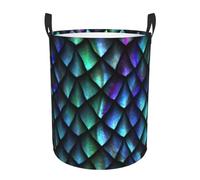 3d Magical Dragon Scales Pattern Portable Laundry Bag With Handle, Circular Foldable Hamper For Toy Storage, Organization Basket