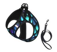 3d Magical Dragon Scales Pattern Print Adjustable Harness Leash Set For Cats And Dogs, Soft Breathable Kitten Puppy Mesh Vest With Reflective Design, Escape-Proof Lead For Small Pets Walking Training