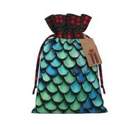 3d Magical Dragon Scales Pattern Print Christmas Drawstring Linen Gift Bags Reusable Fabric Bags With Tags For Christmas Gifts